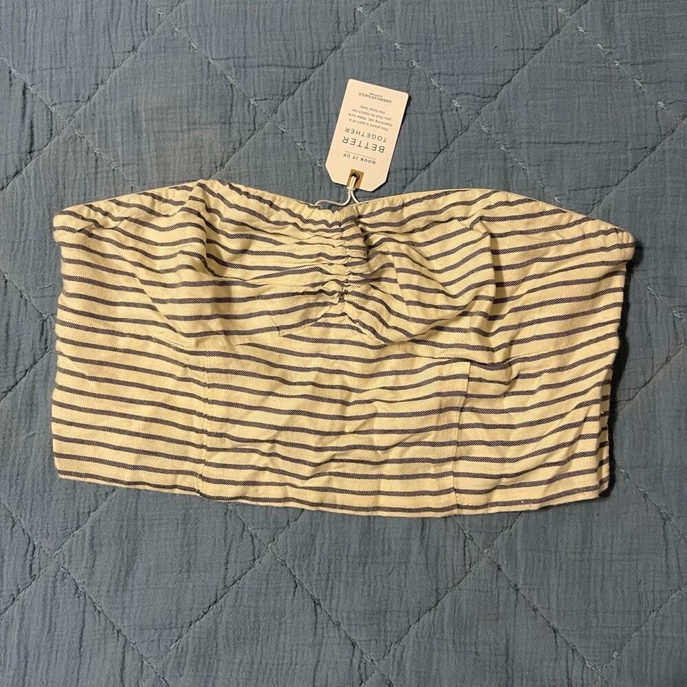 NEW American Eagle Sweetheart Striped Bandeau Crop Tube Top XS
